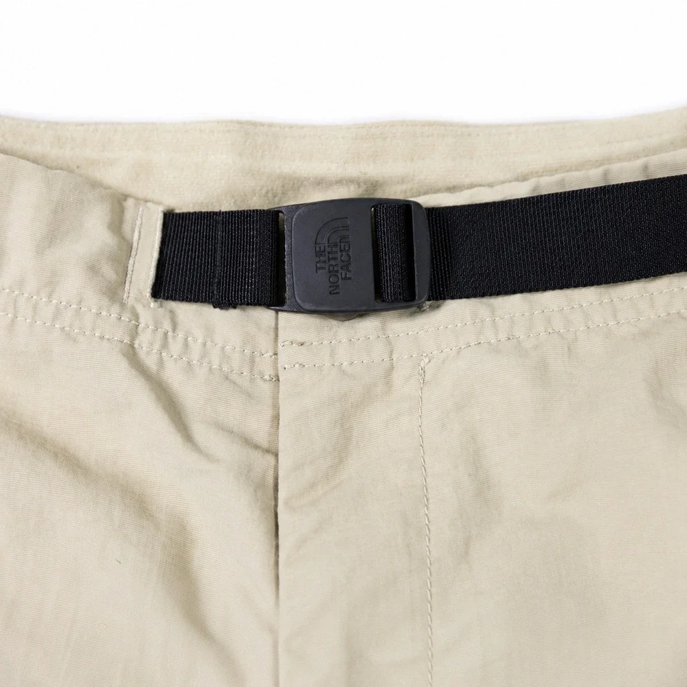 North Face Mens Convertible Zip Off Hiking Pants Tan Beige Belted Cargo 35x32